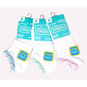 【当当自营】SOCKSEA 女子户外运动棉袜（3双装） 4006 白 22-24cm