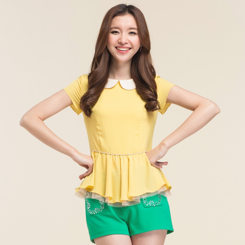 【<em>三彩衬衫</em>】<em>三彩女装</em>正品2014夏装新款 娃娃