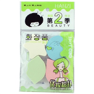 韩姿美妆四色化妆粉扑4个装