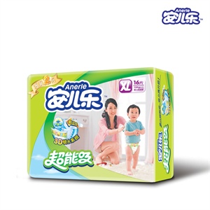 安儿乐 超能吸棉柔干爽婴儿纸尿裤中包装 XL16片