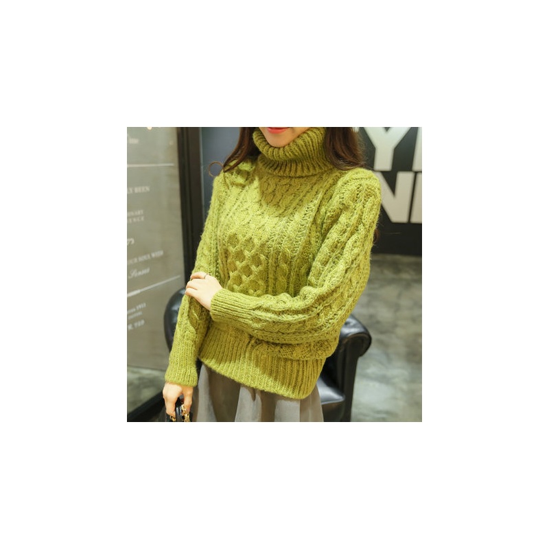 【<em>高领毛衣</em>女冬<em>加厚短款</em>韩国<em>女士</em>冬款麻花衣粗