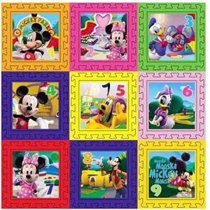 Disney 迪士尼 米奇米妮游玩篇EVA彩印儿童拼图地垫组合9片装 FS459