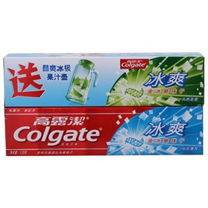 高露洁 冰爽薄荷+茶香双支装牙膏120克送新果汁壶