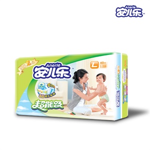安儿乐 超能吸(棉柔干爽)婴儿纸尿裤大包装大号L 40片