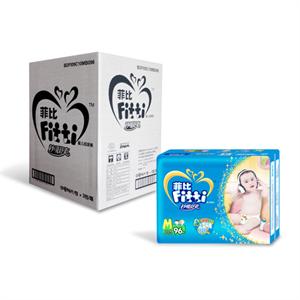 菲比 秒吸舒爽婴儿纸尿裤特大珍宝装中号 96片*3包