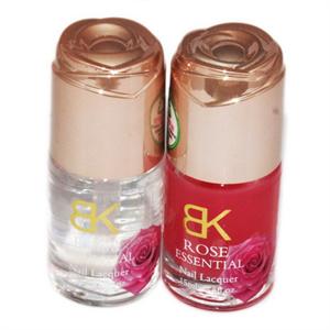 BK玫瑰精油指甲油04#果冻透明粉15ml+BK玫瑰精油指甲油03#亮油15ml 赠 美甲贴花一张 花样随机