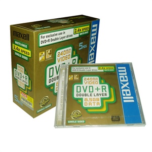 MAXELL麦克赛尔 DVD+R DL 8.5G 8X单面双层光盘 (1*5张）