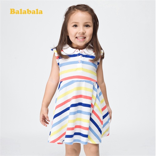 【巴拉巴拉balabala童装<em>连衣裙</em> 时尚休闲<em>条纹</em>女