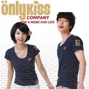 天使的微笑~onlykiss经典短袖圆领情侣装OKX463 ~宝蓝