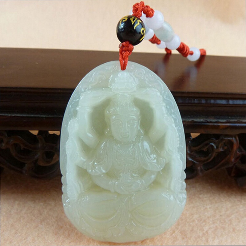 【霊韵轩 新疆和田白玉观音吊坠附证书图片】