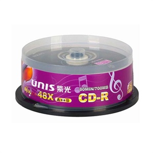 【当当自营】Unis 紫光 CD-R 48X 700MB 音乐风系列 25片桶装 刻录光盘