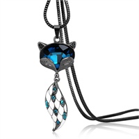 Seatle西雅图 孔雀蓝色媚眼狐狸复古<em>毛衣</em>链 百