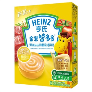 亨氏 金装智多多DHA＋AA牛肉番茄配方营养米粉3段 200G/盒