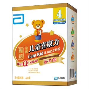 100%原装进口 雅培 智护金装儿童喜康力奶粉4段盒装 400g*24/箱