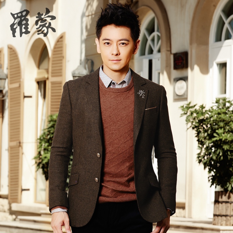 【ROMON <em>罗蒙男士西装</em>修身休闲单西<em>外套</em> 羊
