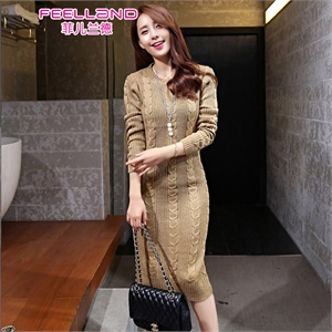 【打底<em>外穿</em>粗毛线长款针织毛衣连衣裙】菲儿兰