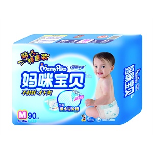 妈咪宝贝 瞬吸干爽纸尿裤特大包男M 中号90片*3/箱