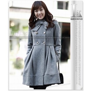 [AD]~韩国直供~09火爆精品英伦款LIS羊毛厚昵料长款大衣外套 花灰