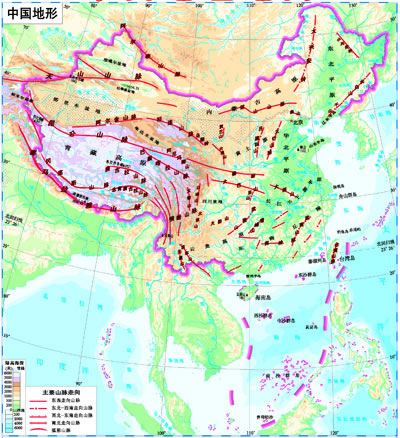 中国地理山脉分布图