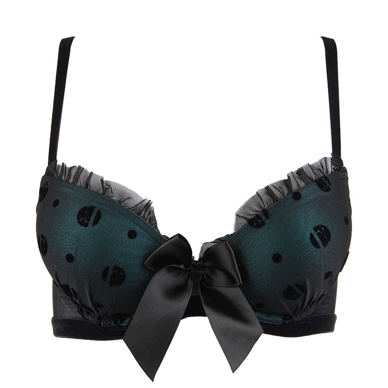 elle gir内衣女 性感蕾丝圆点文胸 可爱蝴蝶结调整型内衣 eb4271_k0