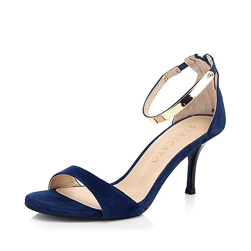 staccato/思加图羊绒皮女皮凉鞋9lp16bl4夏季2014_深蓝色,38