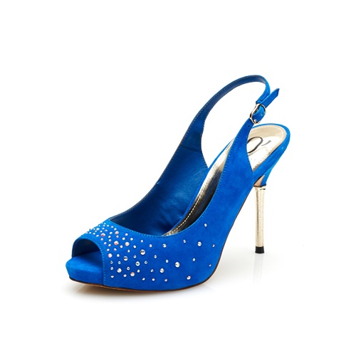 丁字式扣带高跟水钻鱼嘴单鞋1015303834_蓝色,36